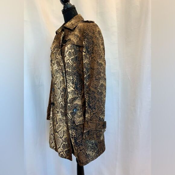 Banana Republic Heritage brown snake print trench coat M - Picture 8 of 14